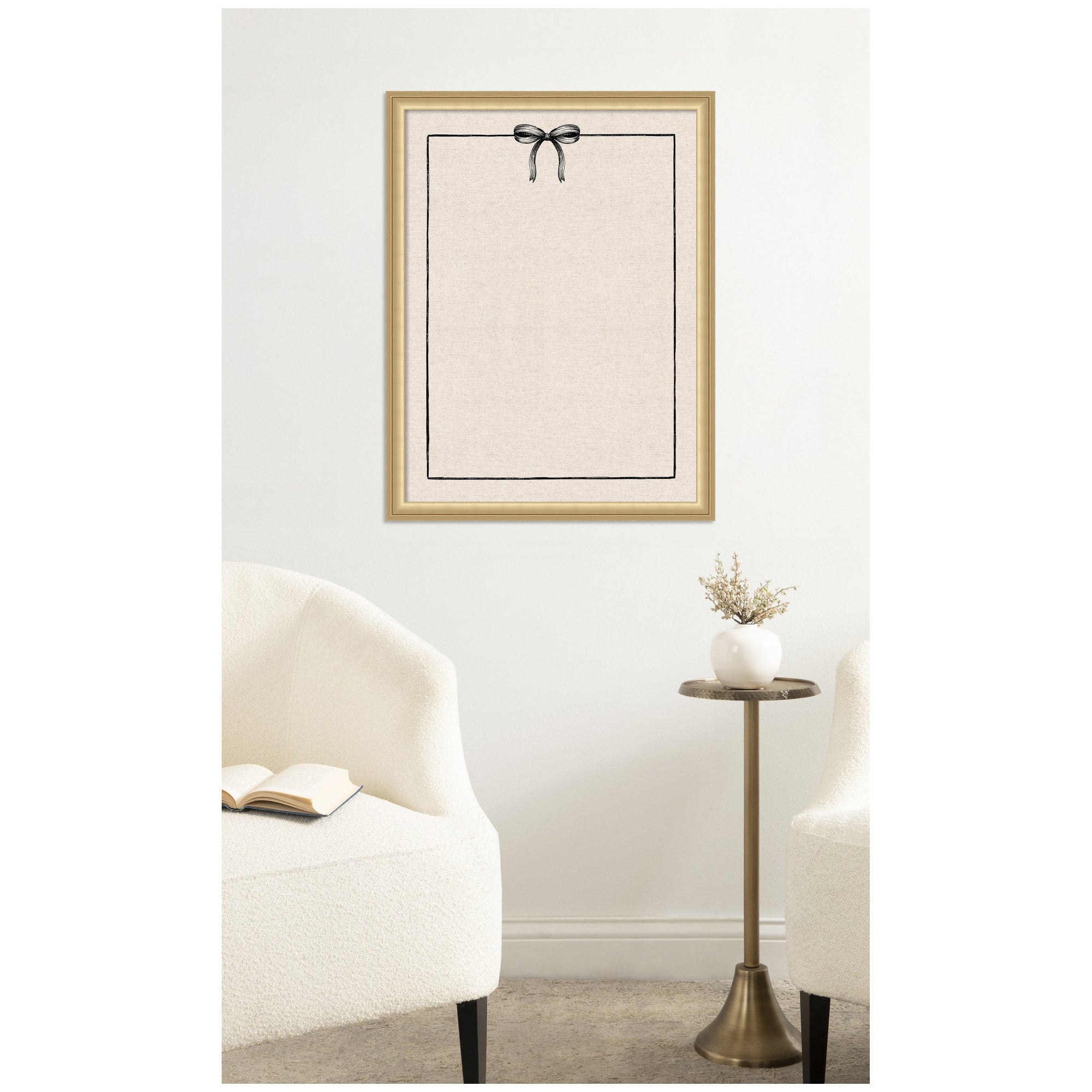 Framed Fabric Pinboard Linen Coquette Black Bow Frame Wall Organization