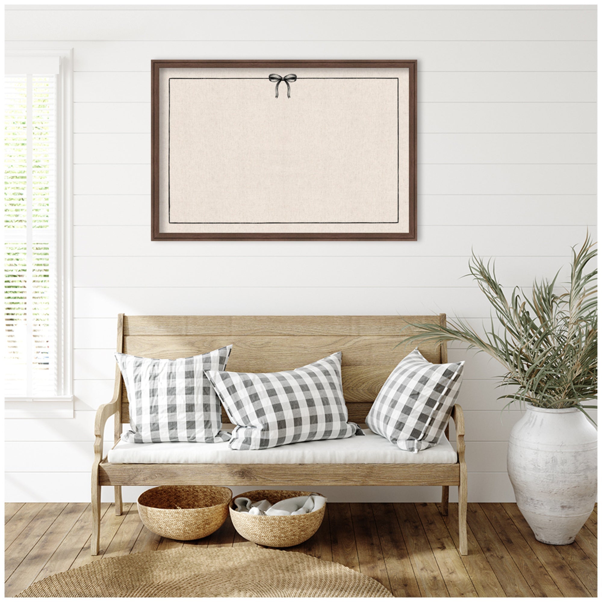 Framed Fabric Pinboard Linen Coquette Black Bow Frame Wall Organization