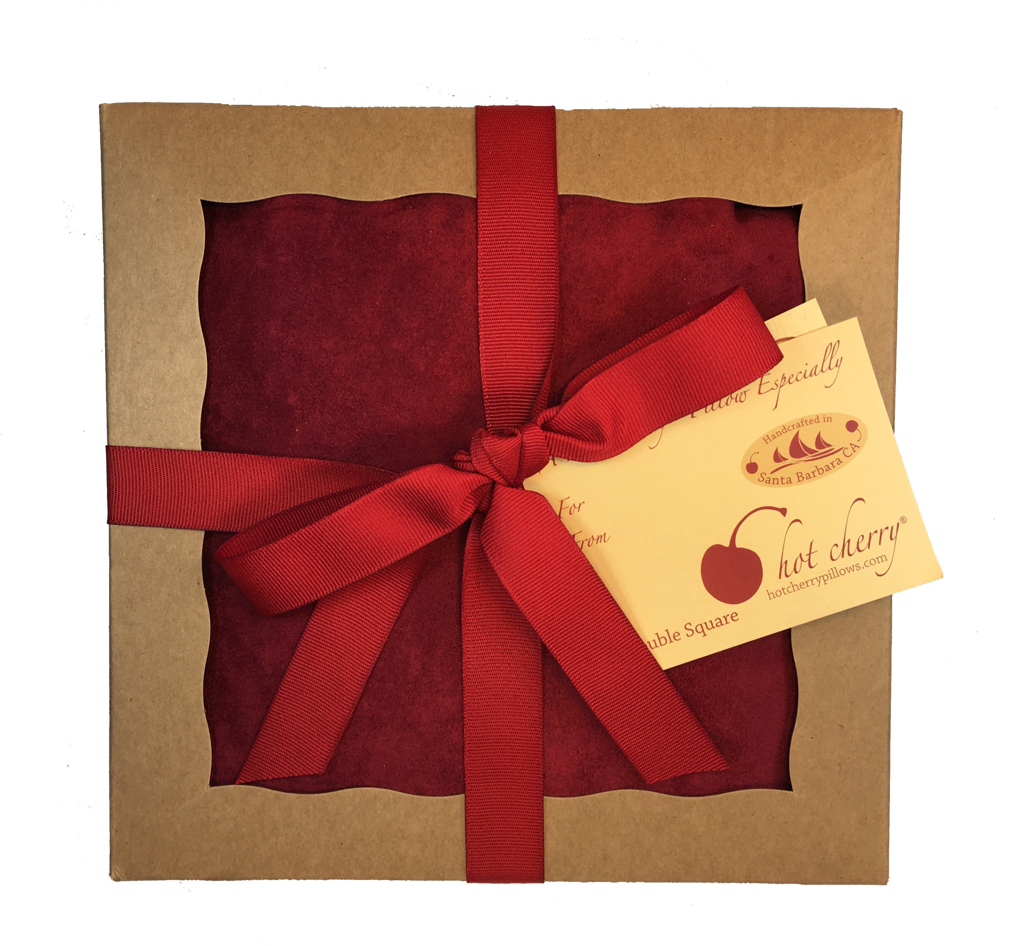 Cherry Pit Double Square Pillow - Red Ultra-Suede