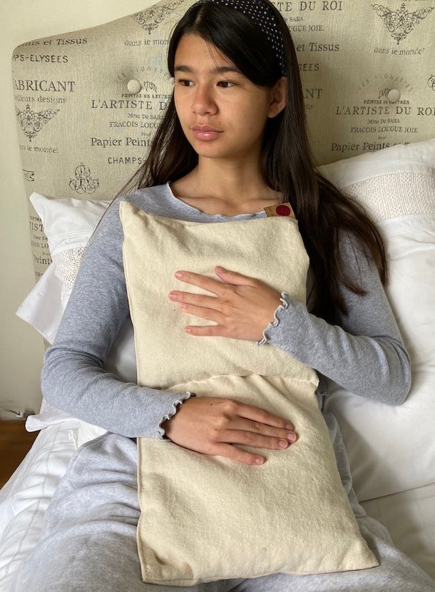 Cherry Pit Double Square Pillow - Natural Denim