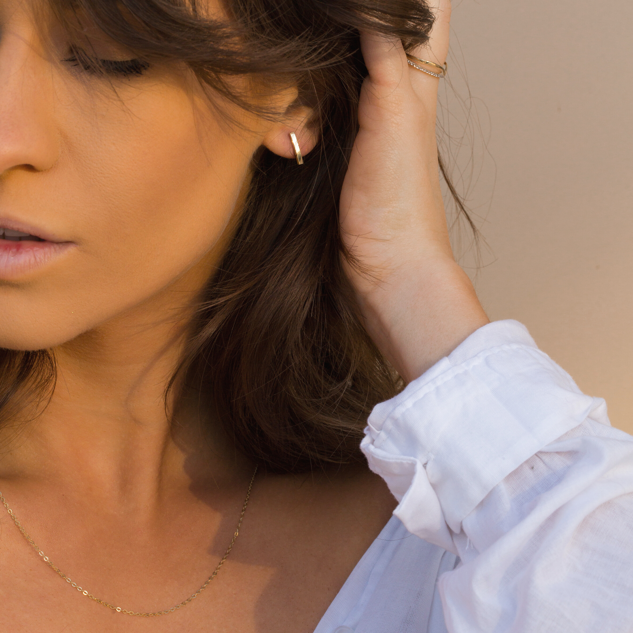 Post Bar Earrings 10K Gold Horizontal Vertical