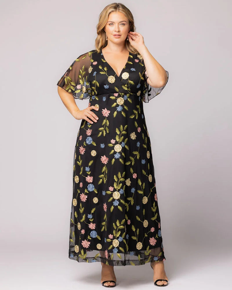 Plus Size Embroidered Elegance Evening Gown