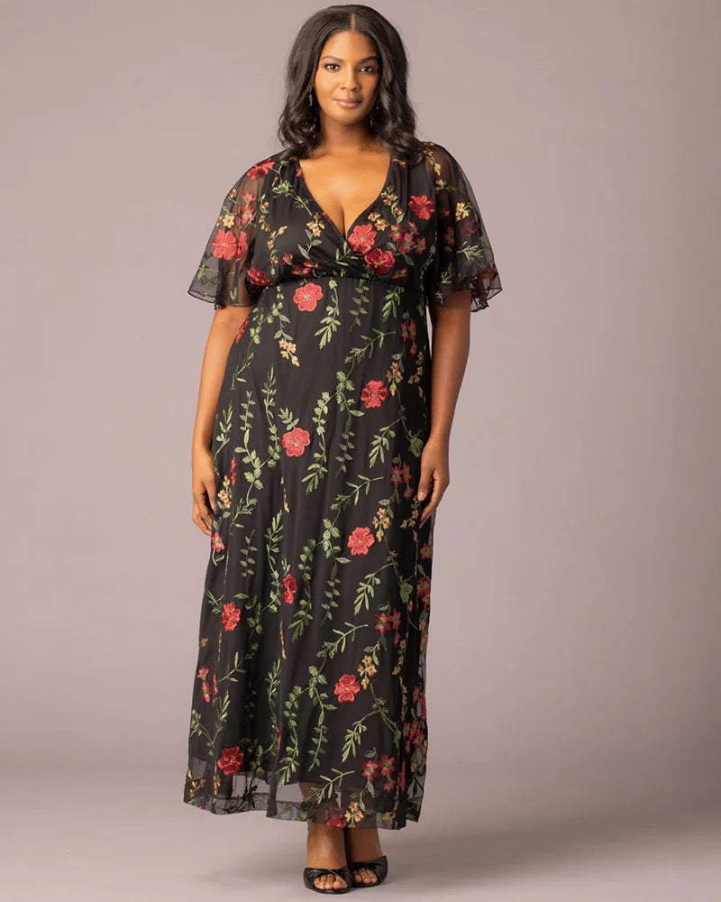 Plus Size Embroidered Elegance Evening Gown