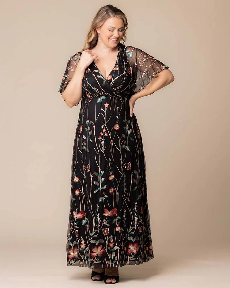 Plus Size Embroidered Elegance Evening Gown