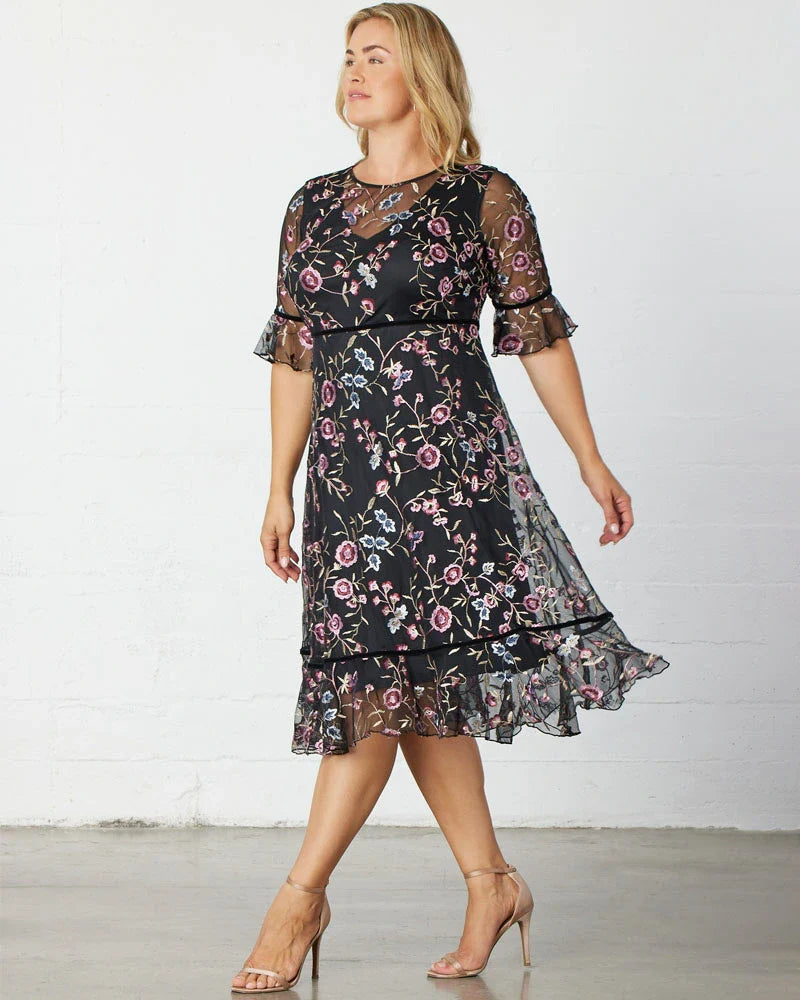 Plus Size Wildflower Embroidered Dress