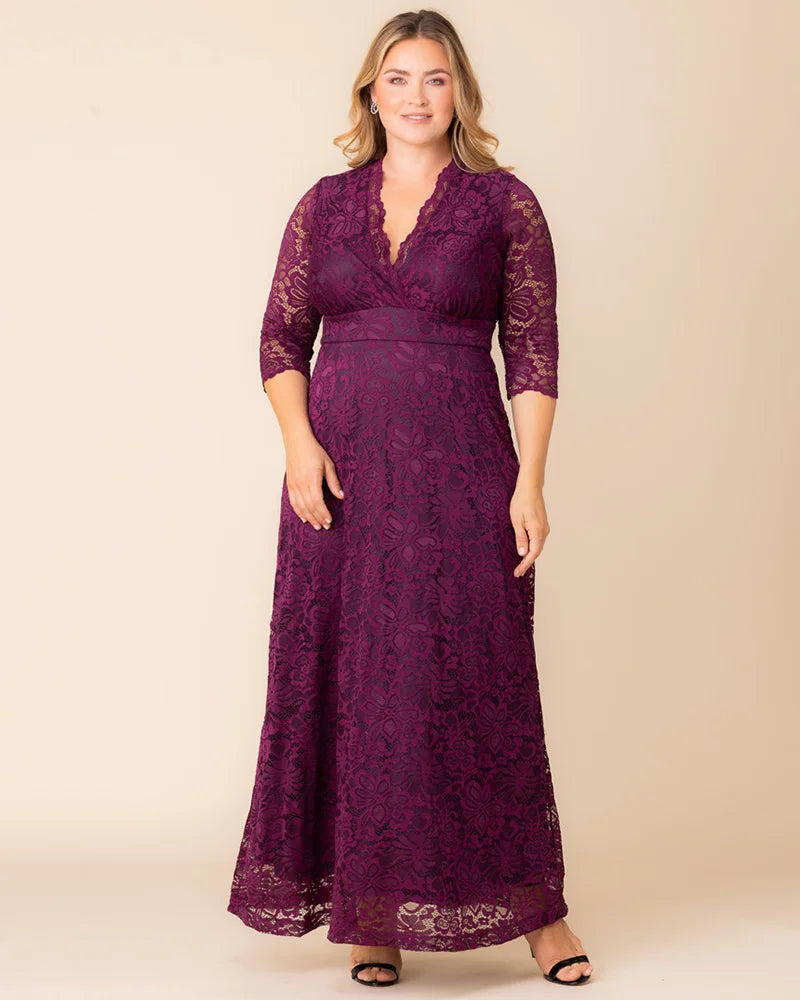 Plus Size Maria Lace Evening Gown