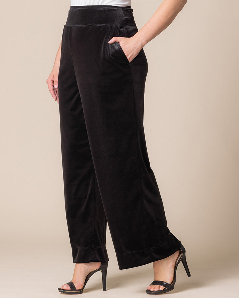 Plus Size Velvet Luxe Wide Leg Pants