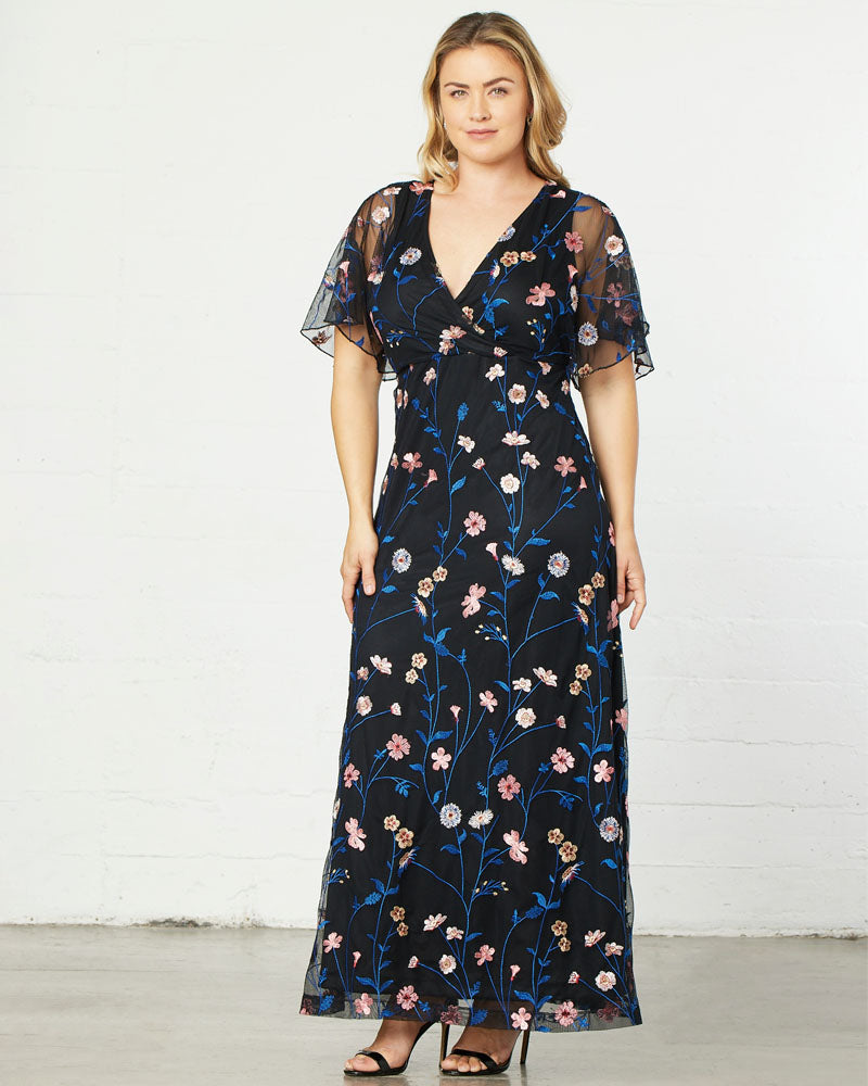 Plus Size Embroidered Elegance Evening Gown