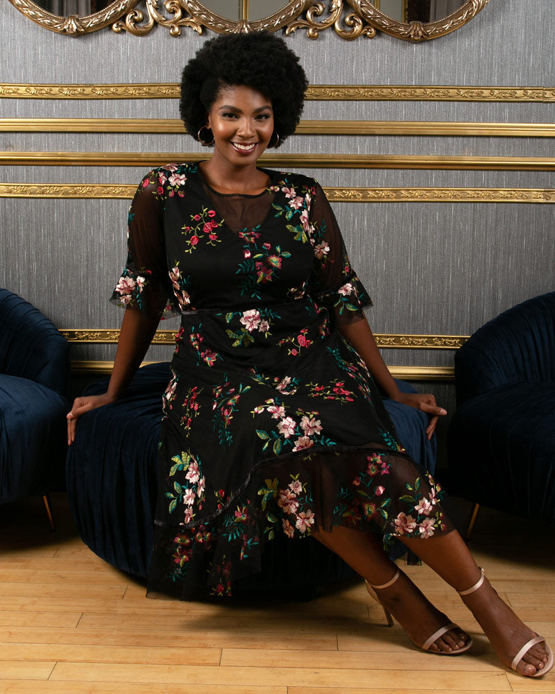 Plus Size Wildflower Embroidered Dress