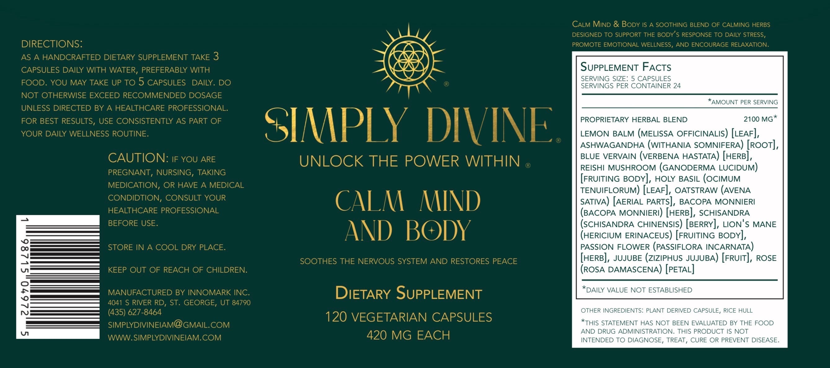 Calm Mind & Body Herbal Supplement