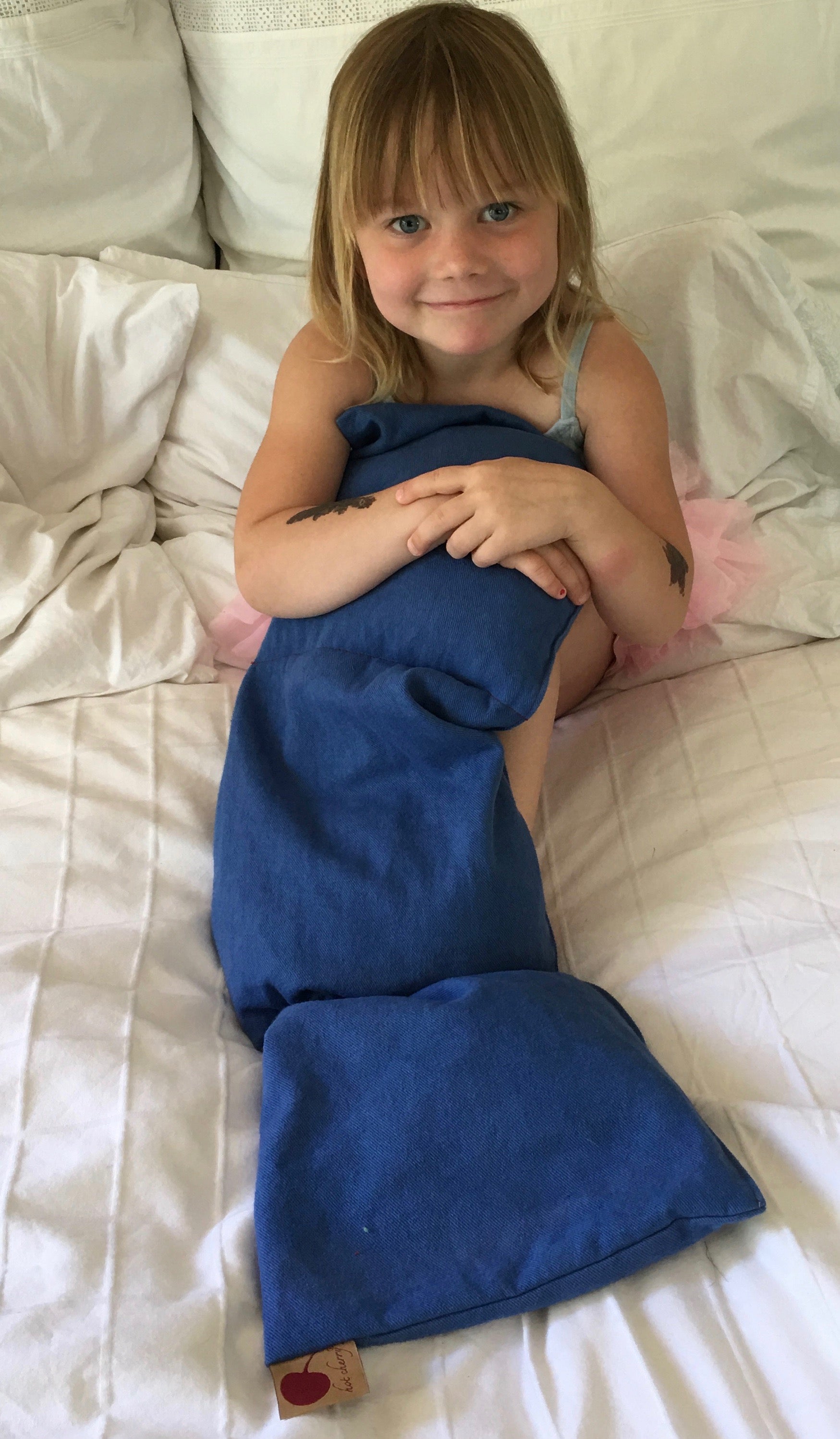 Hot Cherry Triple Square Body Pillow - Blue Denim