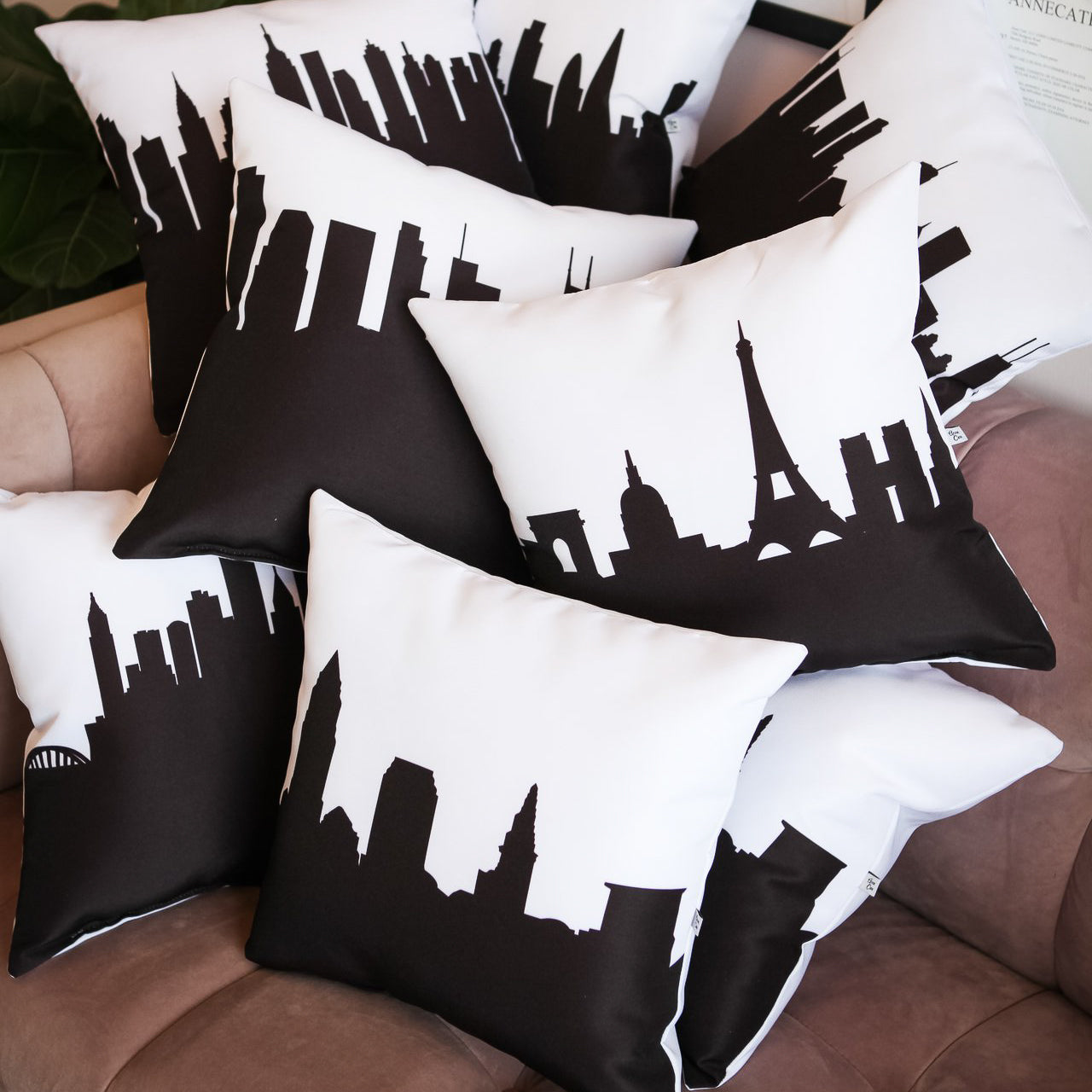 Skyline City Charm 16" by 16" Throw Pillow - Choose Your City