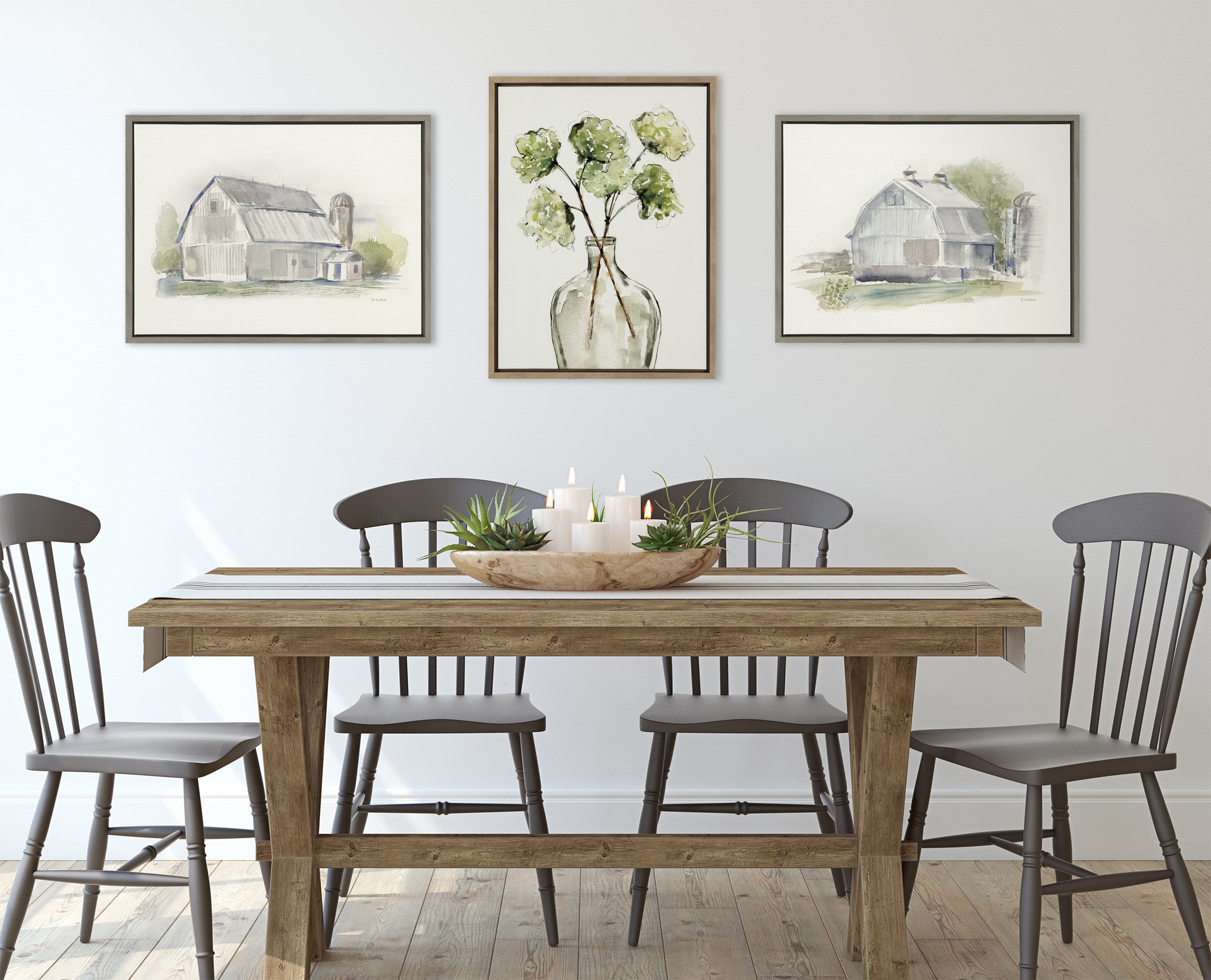 Sylvie Greenery Vase Framed Canvas by Sara Berrenson