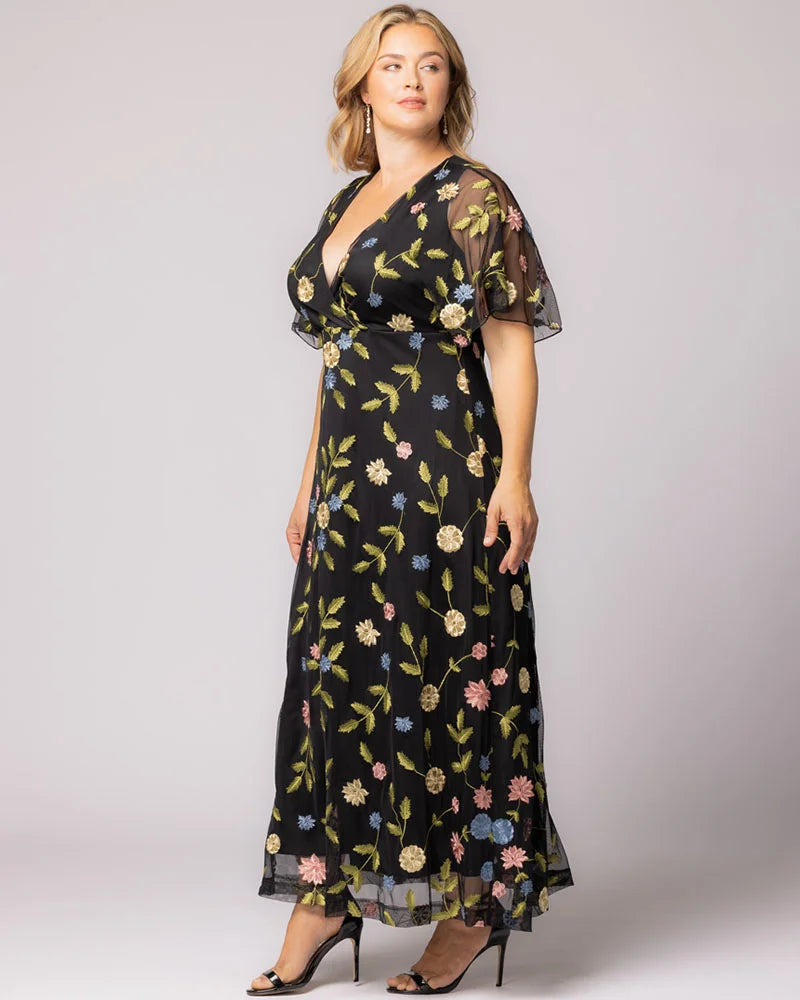 Plus Size Embroidered Elegance Evening Gown