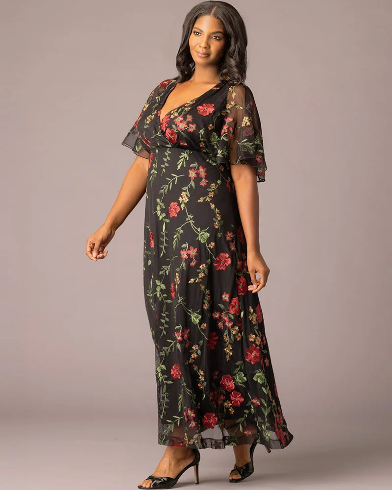 Plus Size Embroidered Elegance Evening Gown