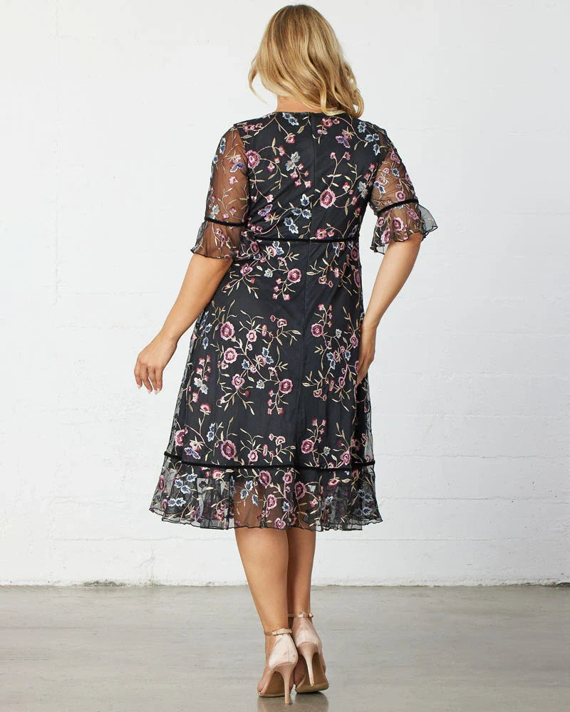 Plus Size Wildflower Embroidered Dress