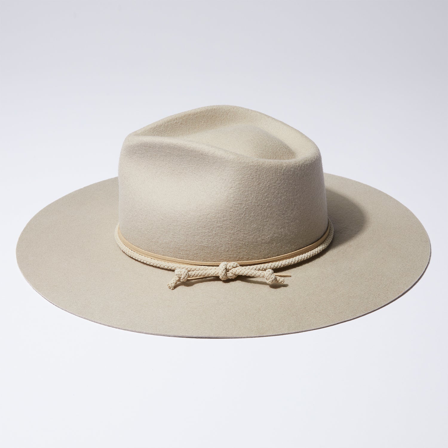 Teardrop Wool Hat - Silver Sand w/ Rope & Bead Trim