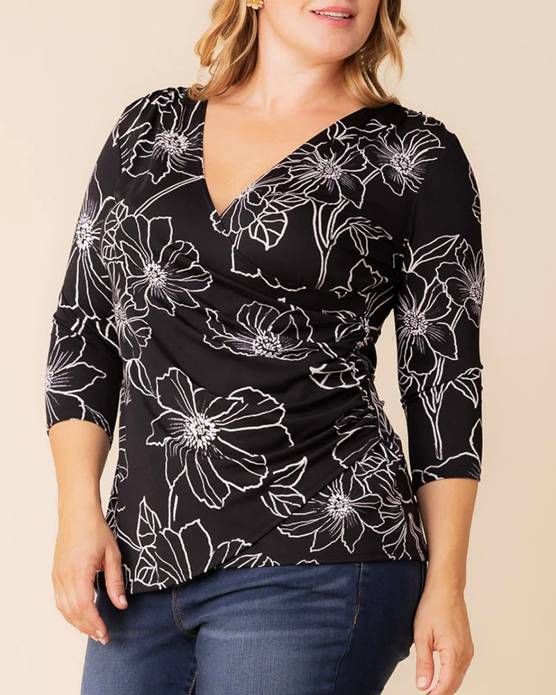 Plus Size Femme Fatale Faux Wrap Top