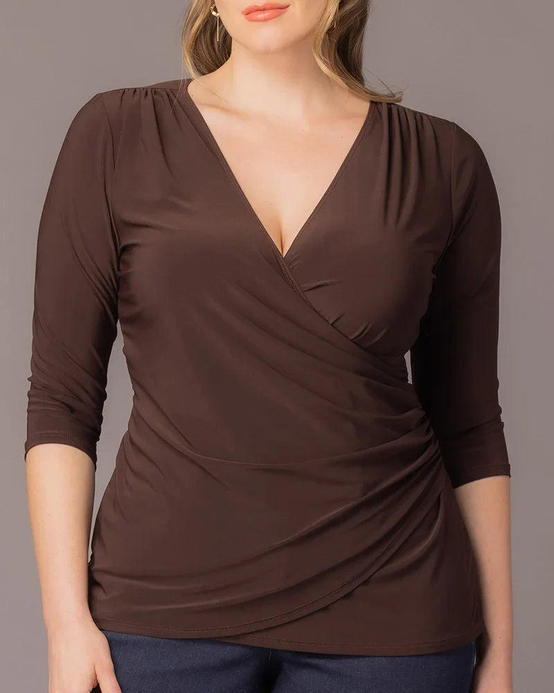 Plus Size Femme Fatale Faux Wrap Top