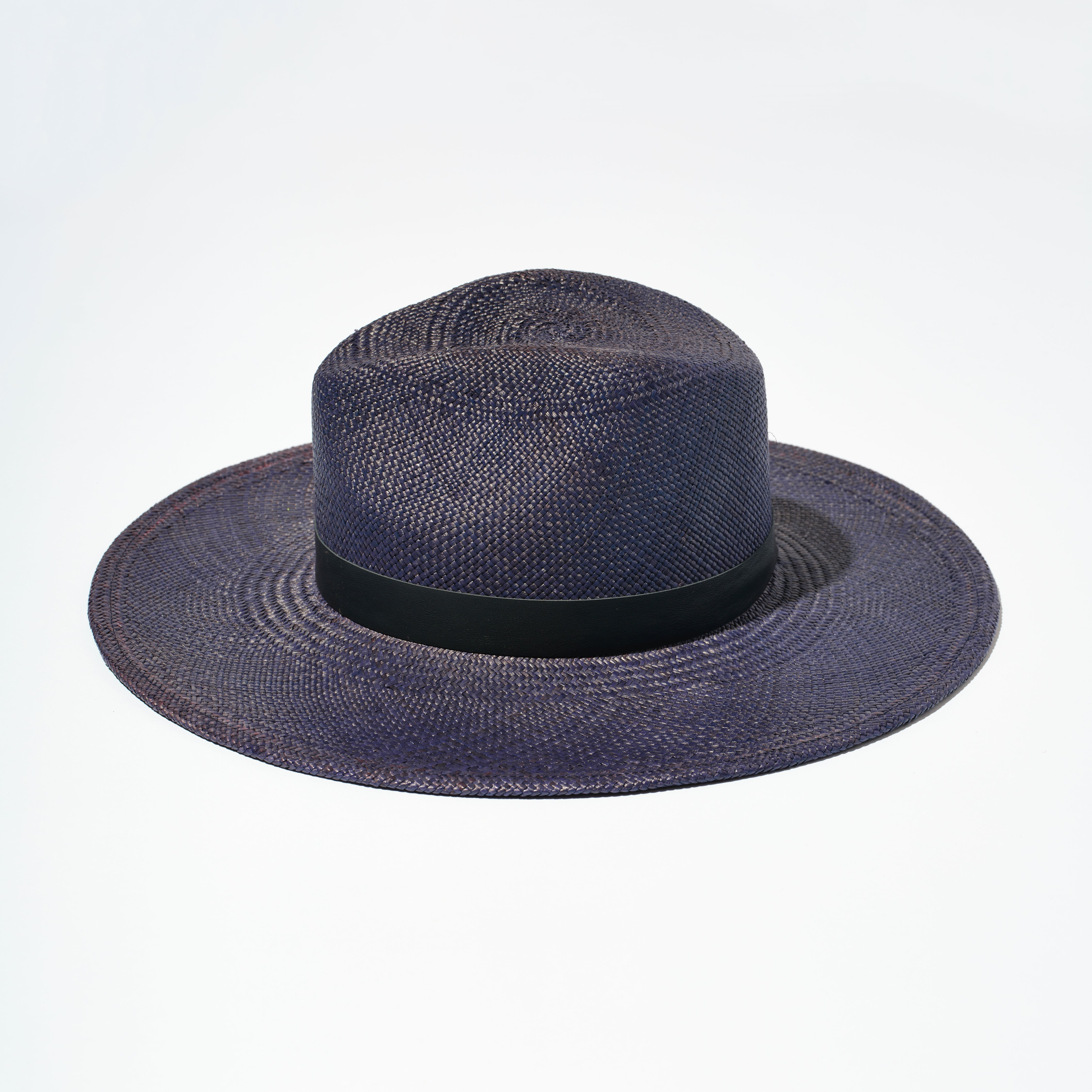 Straw Classic Hat - Neon Navy w/ Nappa Leather Trim