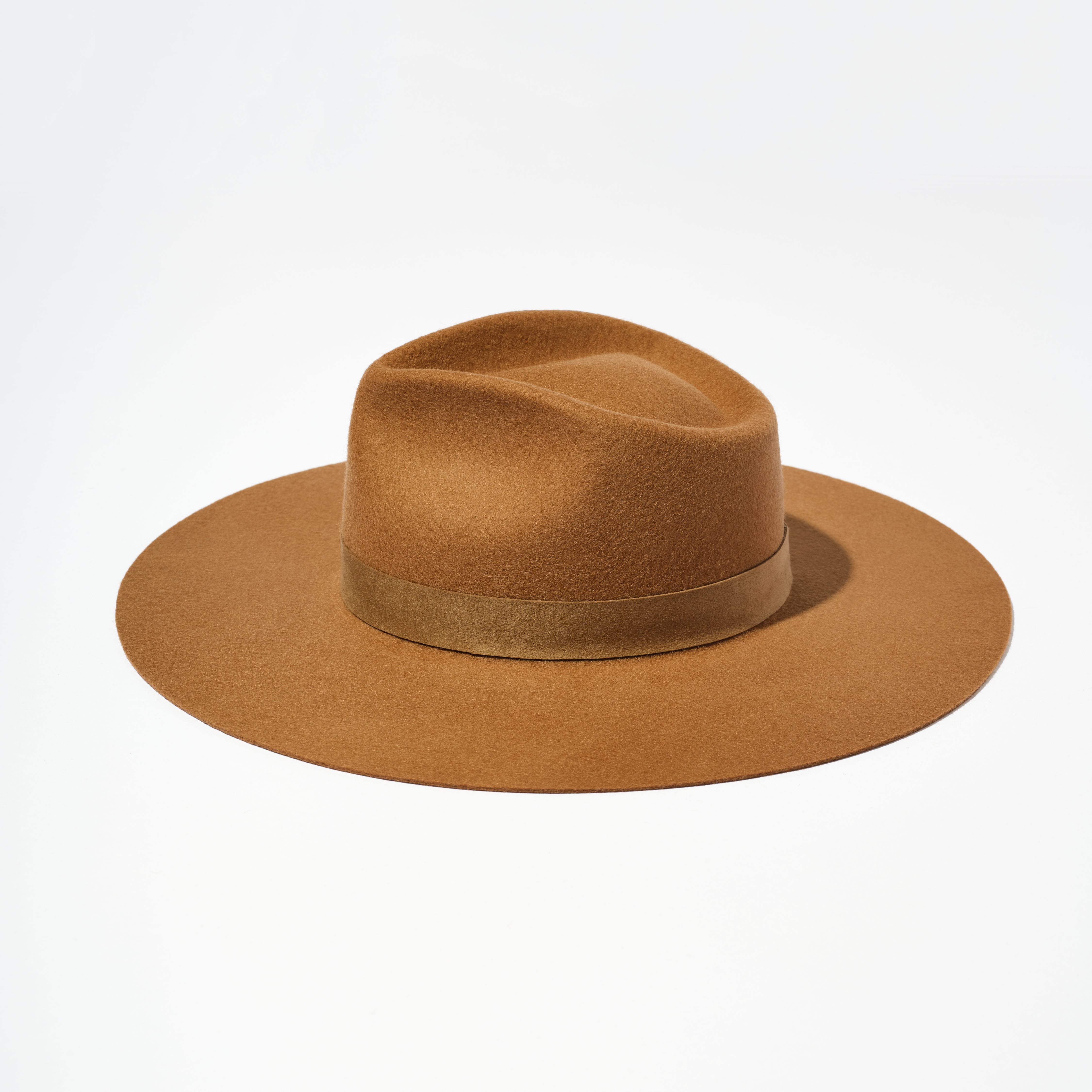 Teardrop Wool Hat - Brown Sugar w/ Suede Trim