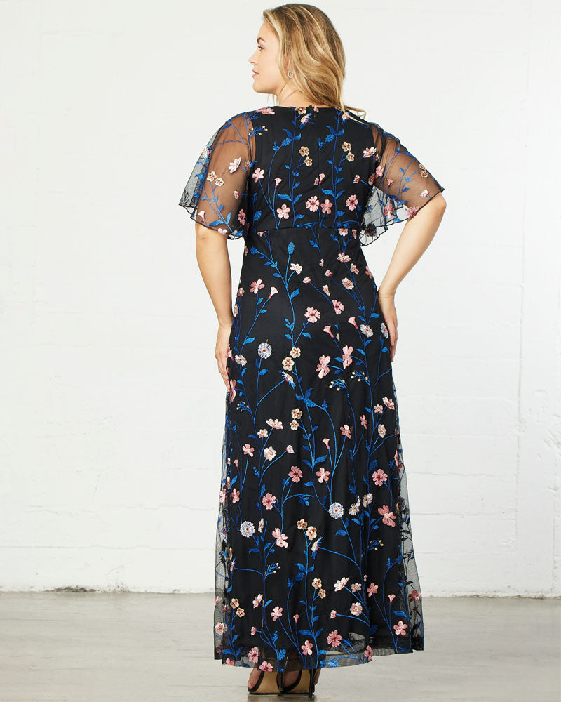 Plus Size Embroidered Elegance Evening Gown