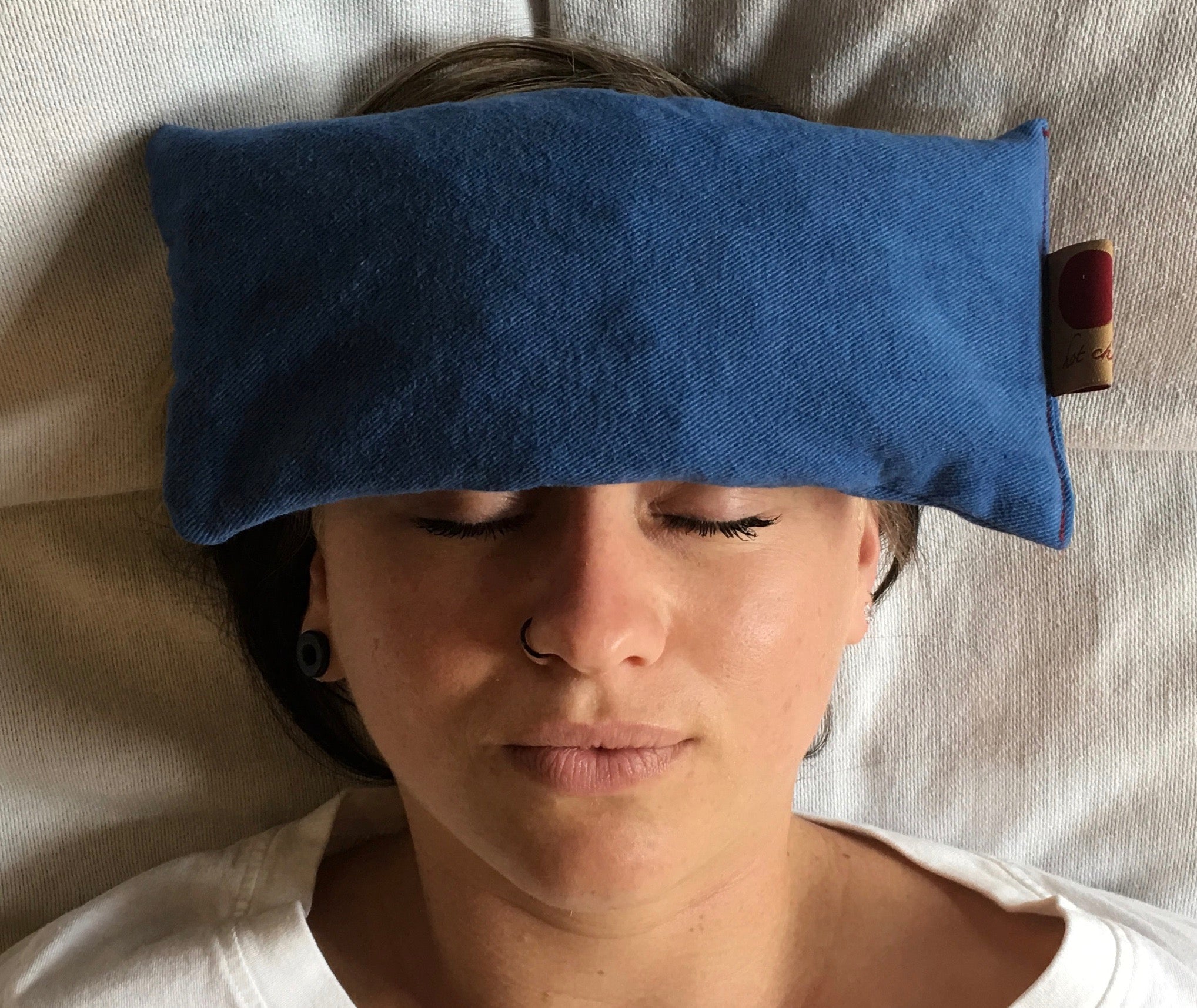 Hot Cherry Microwavable Eye Pillow - Blue Denim