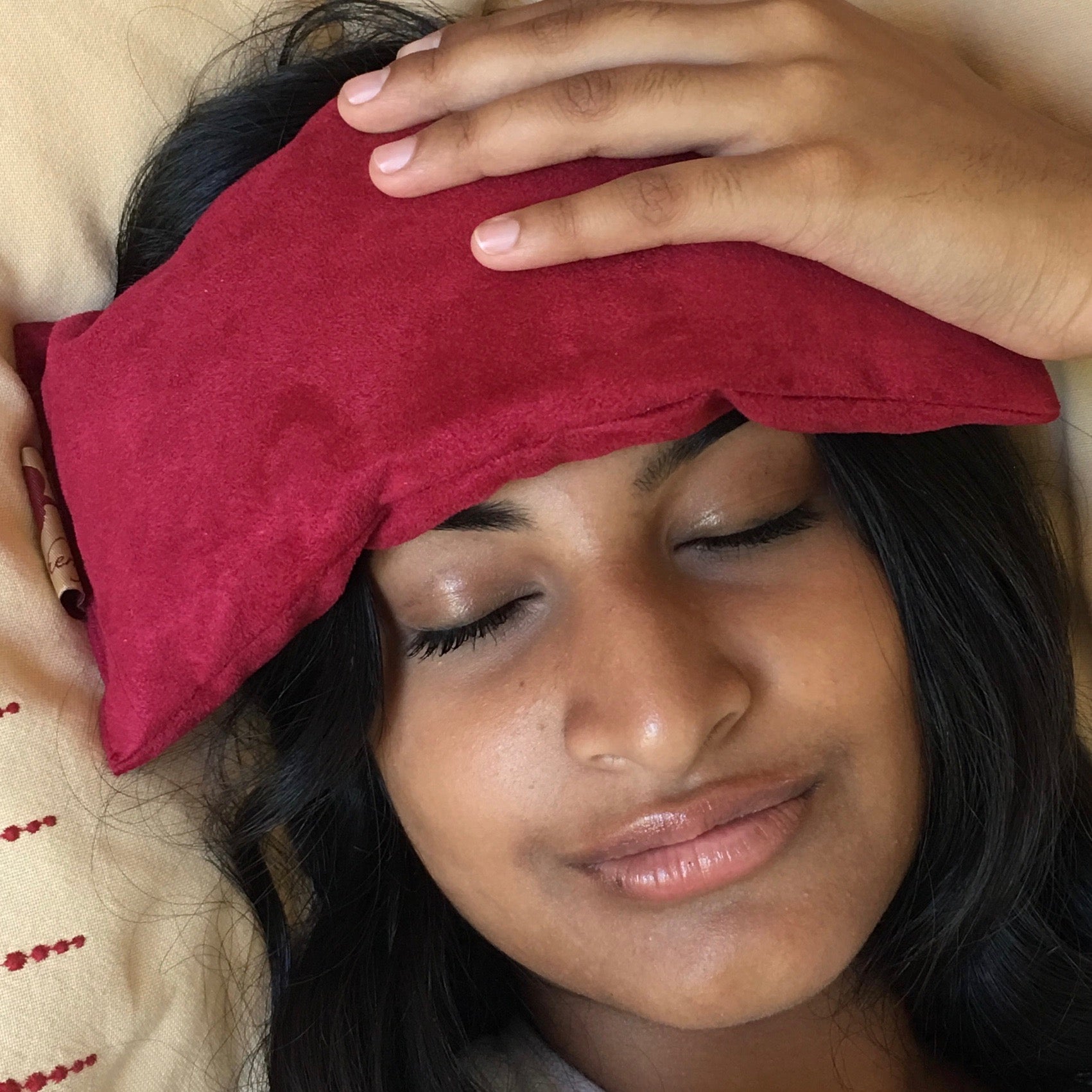 Hot Cherry Eye Pillow - Plush Red Ultra-Suede