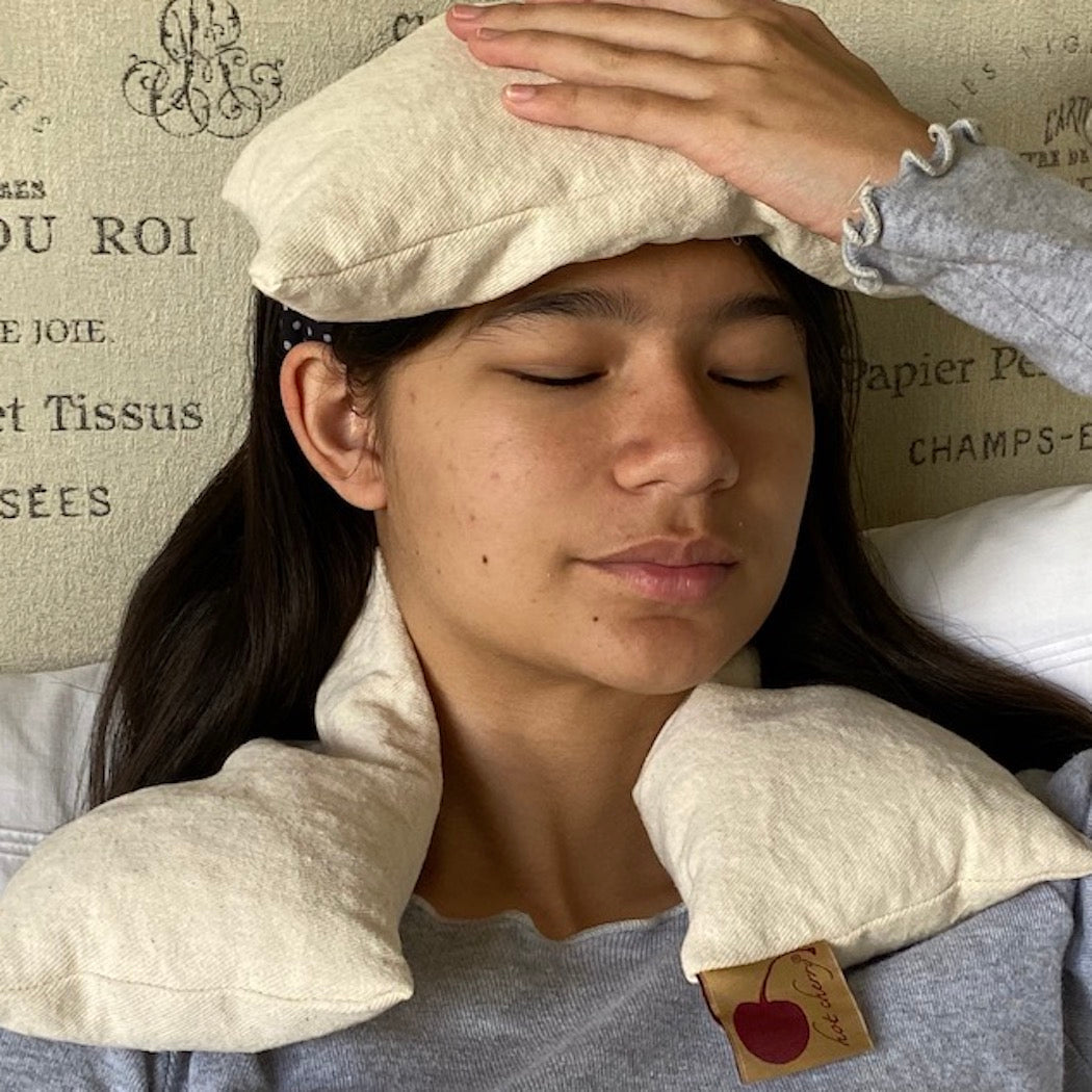Hot Cherry Microwavable Neck Wrap - Natural Denim
