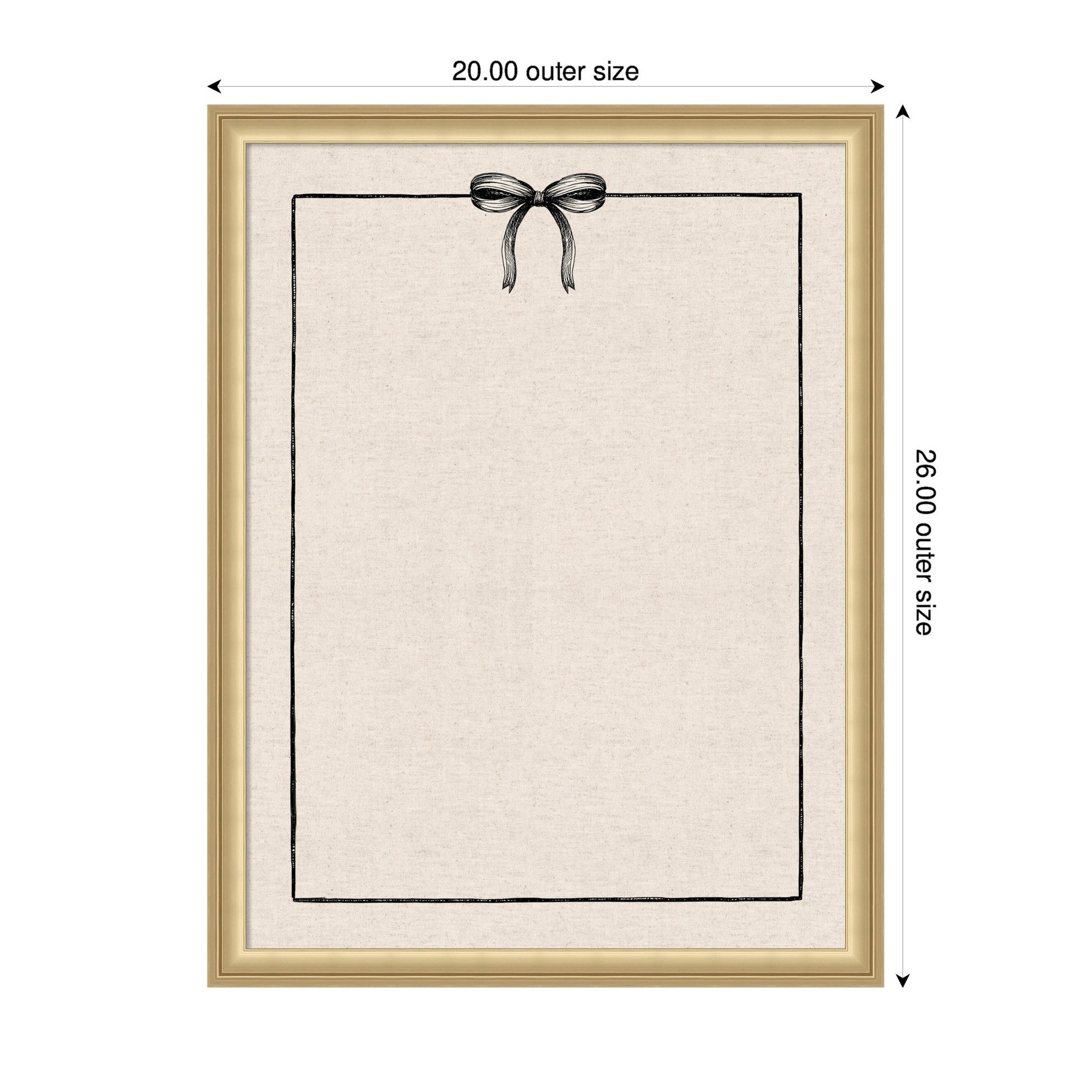 Framed Fabric Pinboard Linen Coquette Black Bow Frame Wall Organization