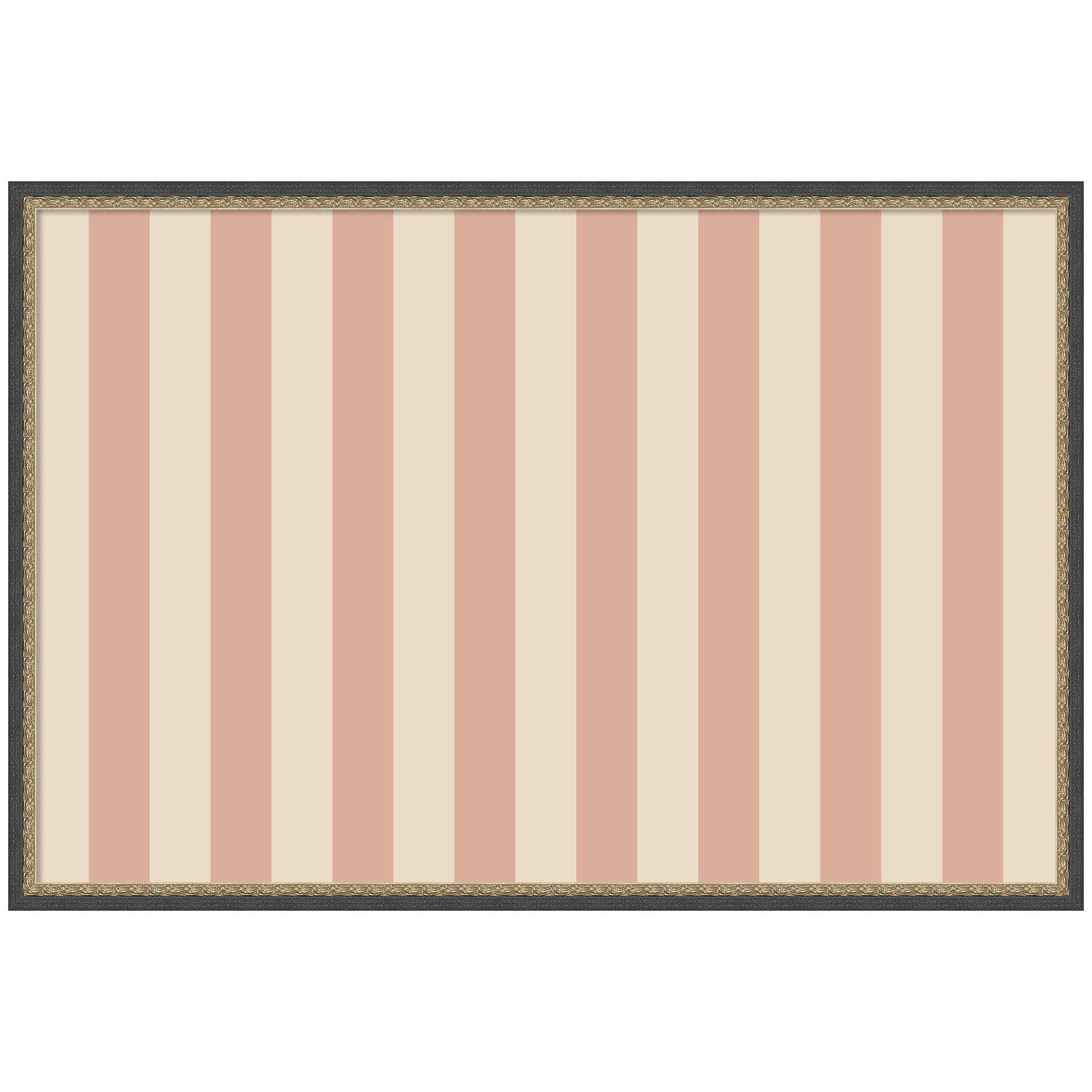 Framed Fabric Pinboard Wide Stripes Pink Wall Organization