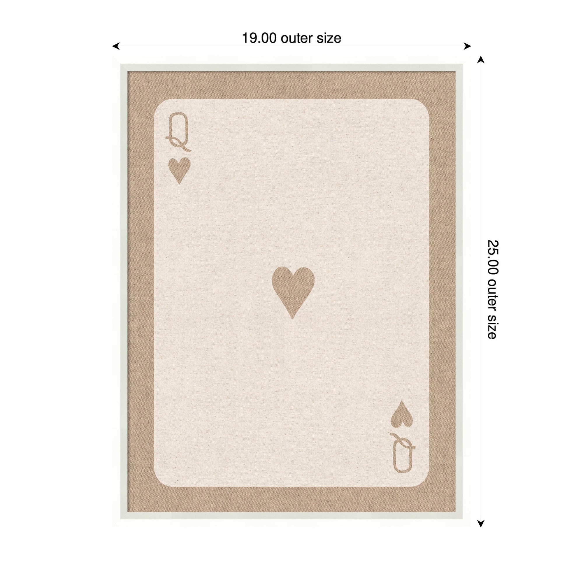 Framed Fabric Pinboard Queen of Hearts Linen Texture Wall Organization