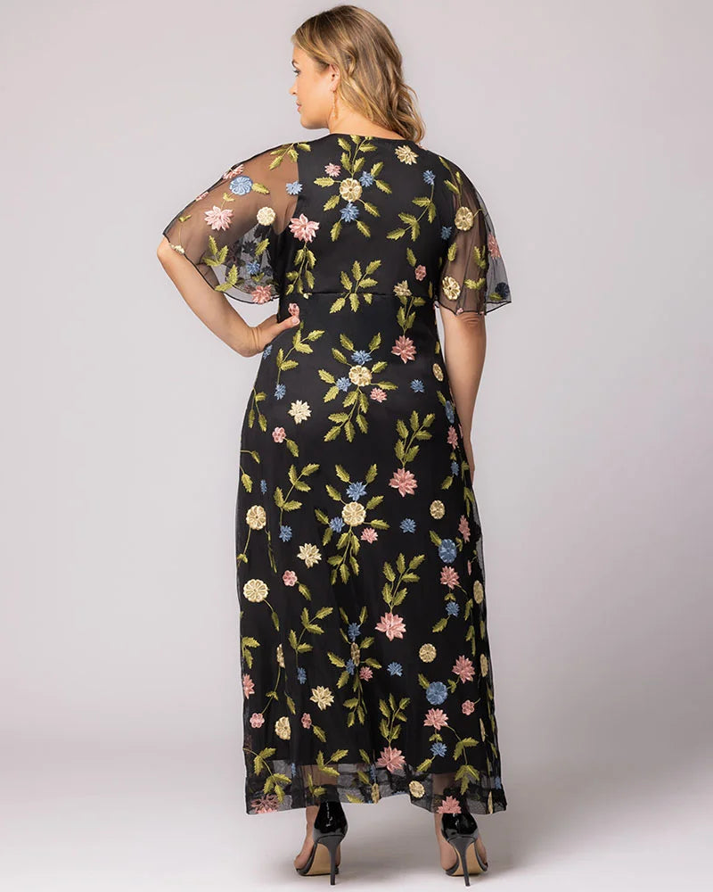 Plus Size Embroidered Elegance Evening Gown