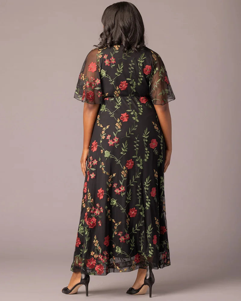 Plus Size Embroidered Elegance Evening Gown