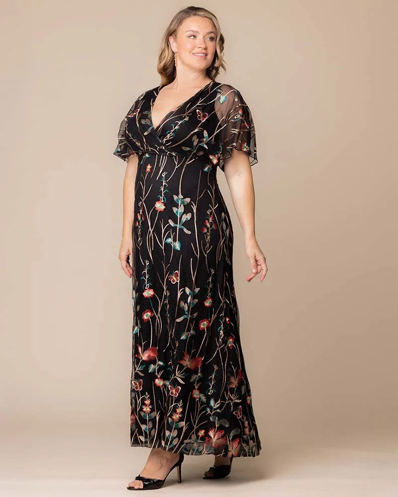Plus Size Embroidered Elegance Evening Gown