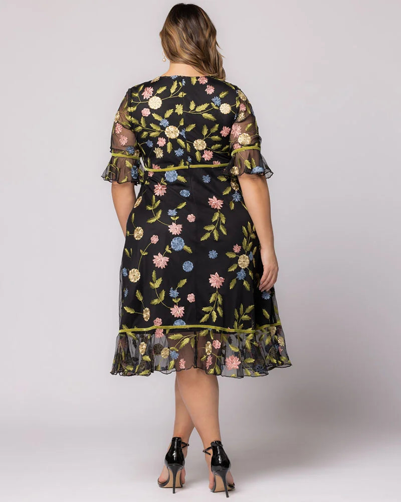 Plus Size Wildflower Embroidered Dress