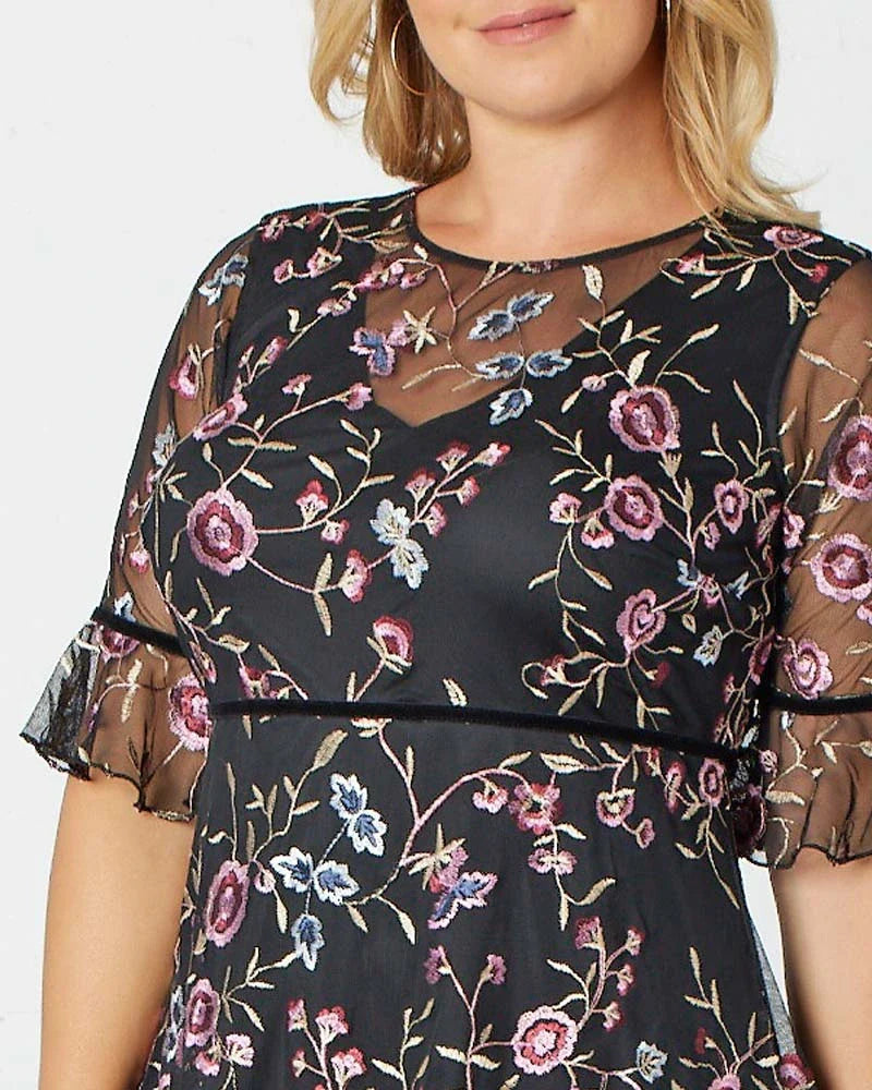 Plus Size Wildflower Embroidered Dress