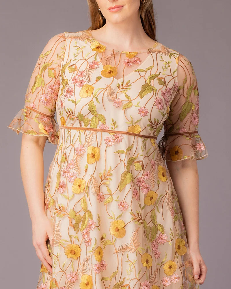 Plus Size Wildflower Embroidered Dress