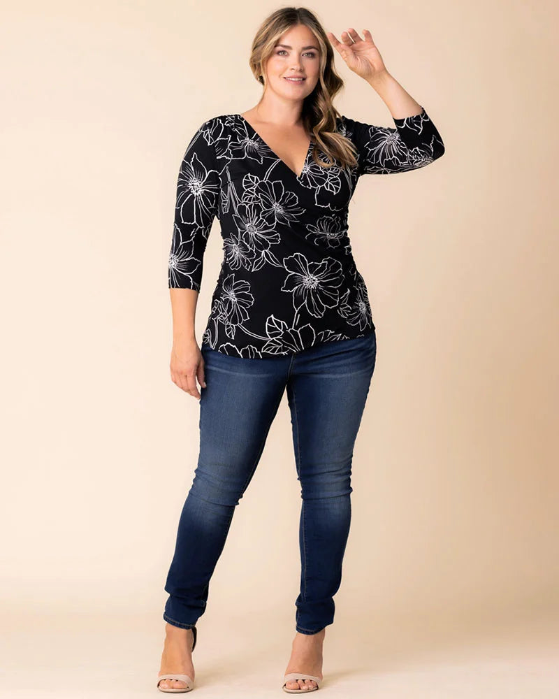 Plus Size Femme Fatale Faux Wrap Top