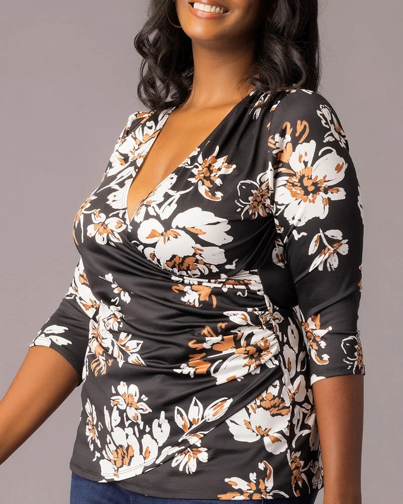 Plus Size Femme Fatale Faux Wrap Top
