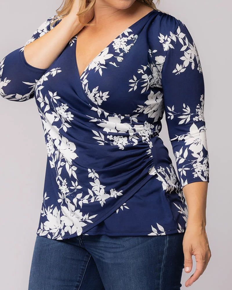 Plus Size Femme Fatale Faux Wrap Top