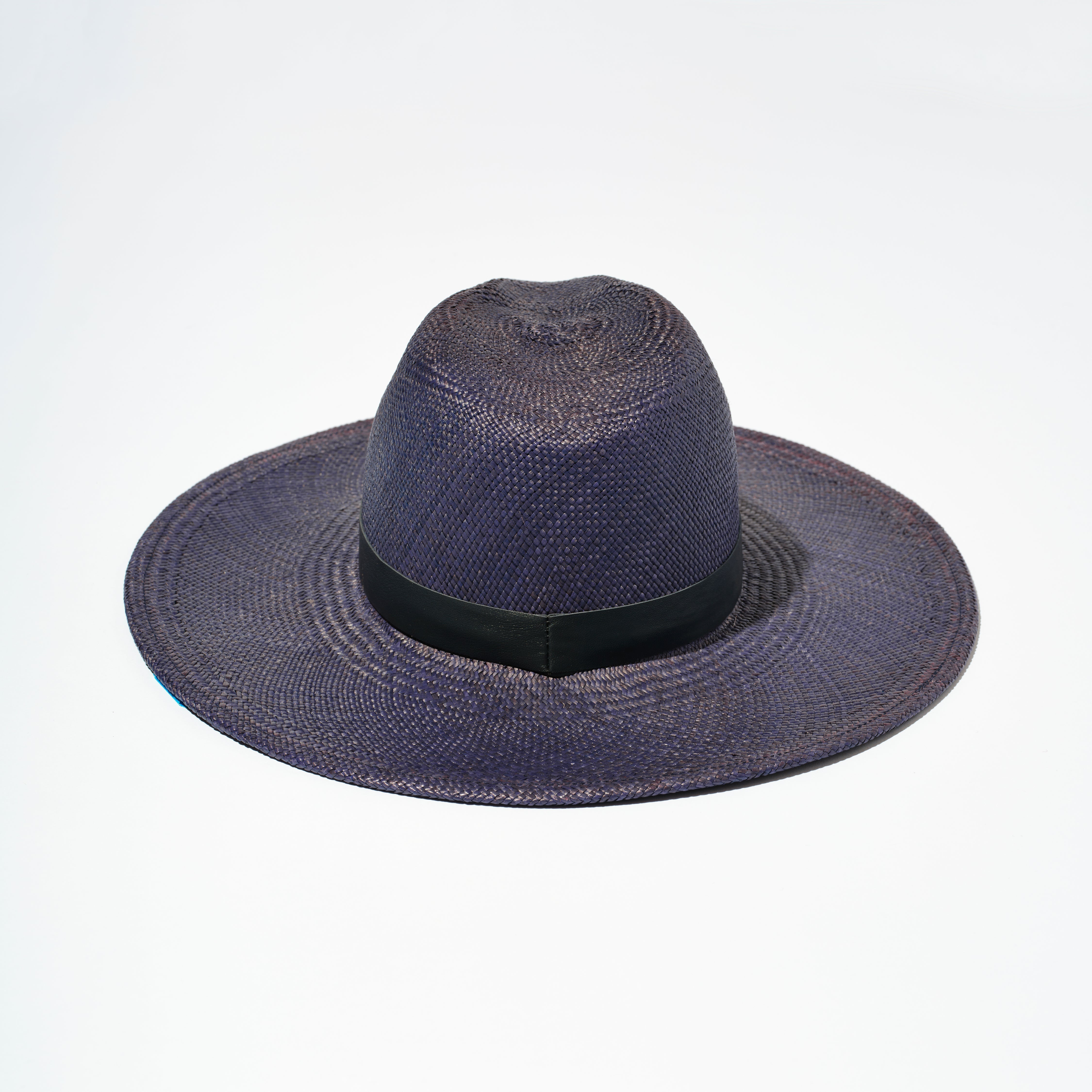 Straw Classic Hat - Neon Navy w/ Nappa Leather Trim