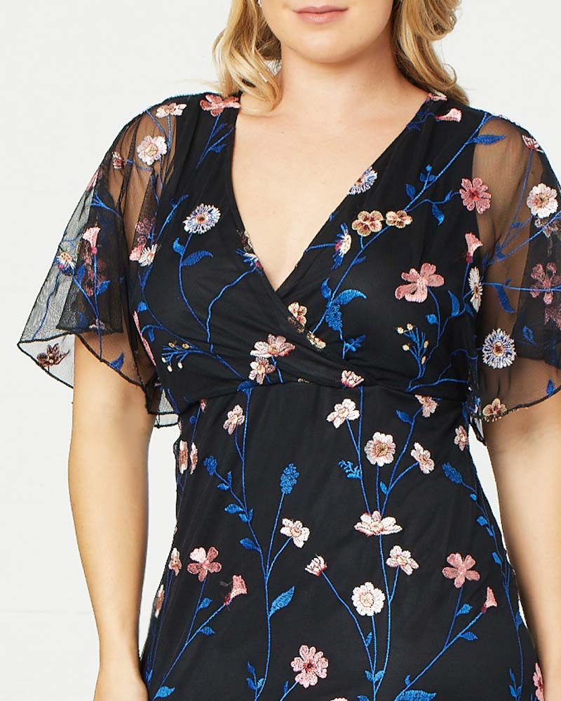 Plus Size Embroidered Elegance Evening Gown