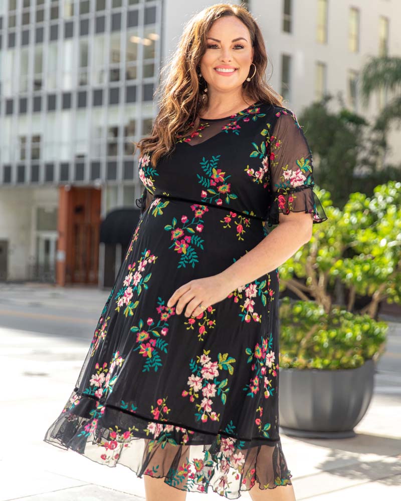 Plus Size Wildflower Embroidered Dress