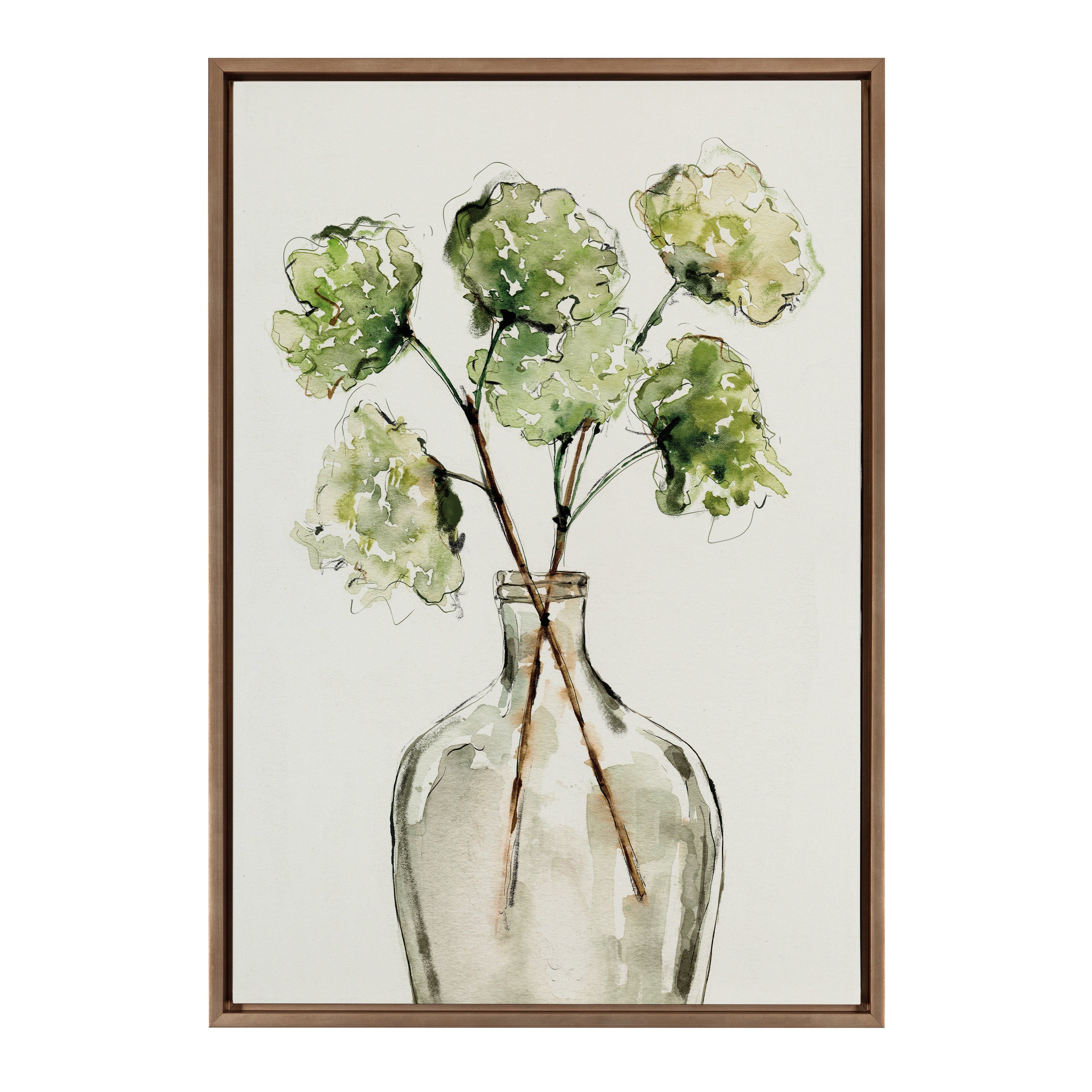 Sylvie Greenery Vase Framed Canvas by Sara Berrenson