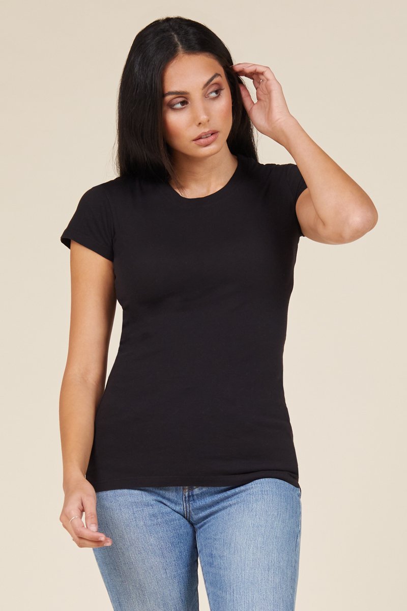 Basic Classic Crew Neck Fitted Cotton Tee