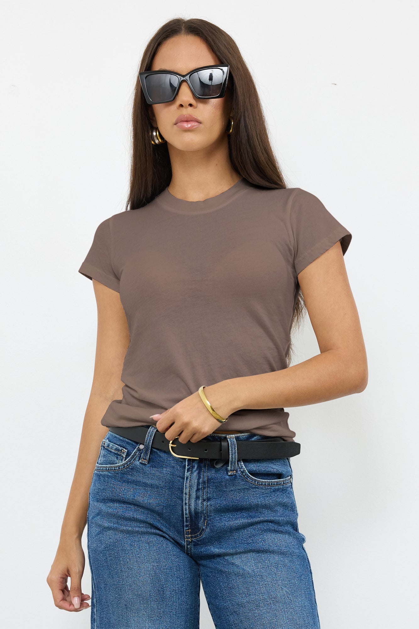 Basic Classic Crew Neck Fitted Cotton Tee