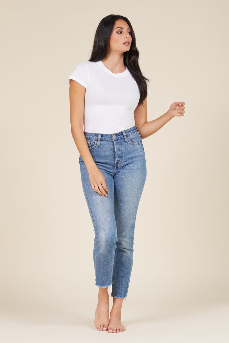 Basic Classic Crew Neck Fitted Cotton Tee