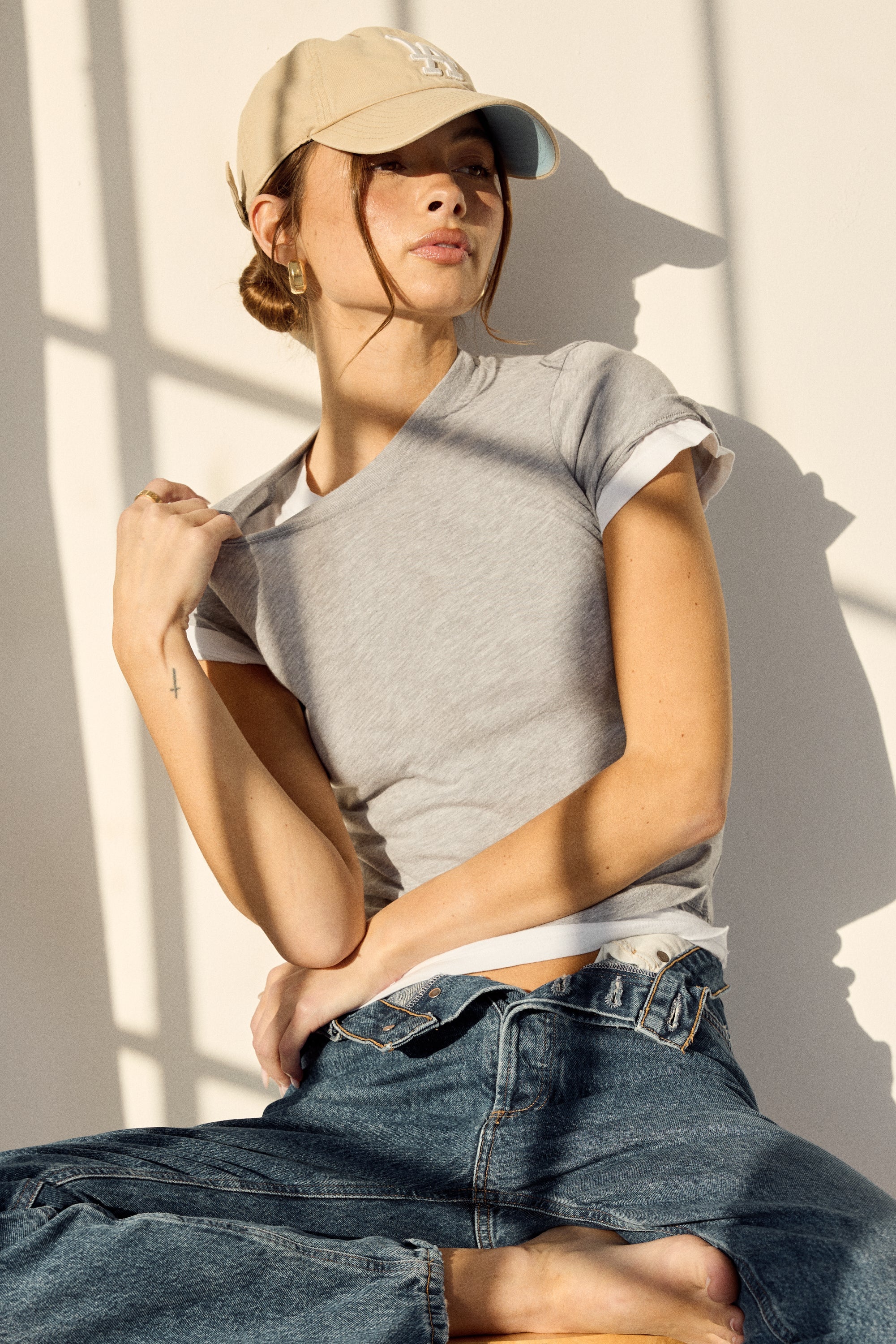 Basic Capped Sleeve Baby Cotton Tee