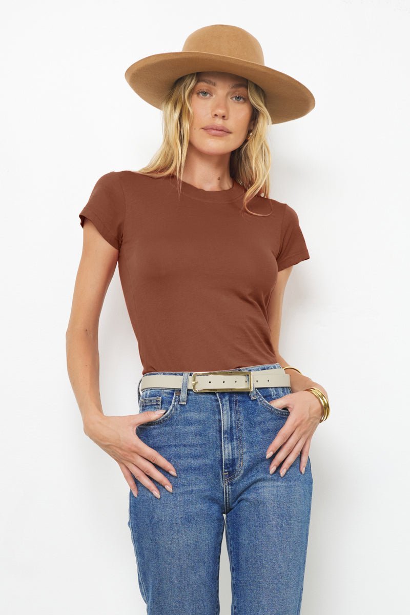 Basic Classic Crew Neck Fitted Cotton Tee
